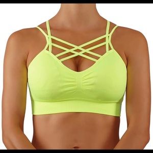 Neon Yellow Criss-Cross Sports Bra. NWOT